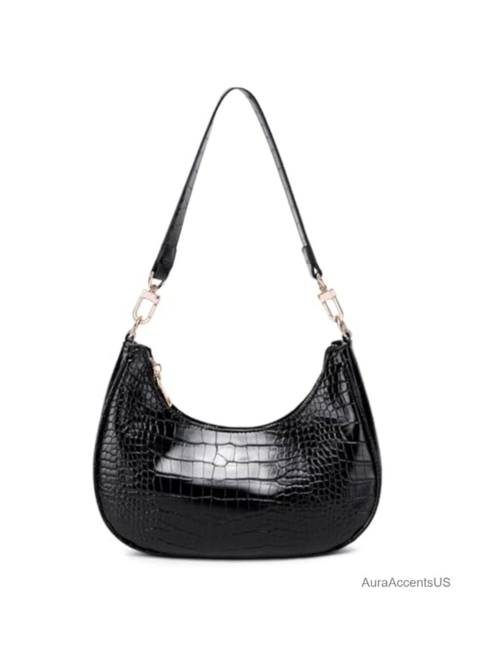 PU Leather Hobo Shoulder Bag Lightweight Zipper Underarm Purse for Dating